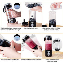 Load image into Gallery viewer, Supkitdin Portable Blender, Personal Mixer Fruit Rechargeable with USB, Mini Blender for Smoothie, Fruit Juice, Milk Shakes, 380ml, Six 3D Blades for Great Mixing (Black)