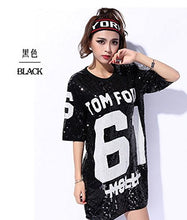 Load image into Gallery viewer, Antique Style Womens Fashion Sparkle Glitter Sequins Paillette Hip Hop Shirt Tank Top Loose Dancing Tees Black