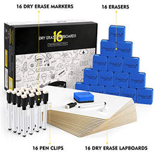 Load image into Gallery viewer, Magicfly Double-Sided Small White Board for Classroom, 9 x 12 Inches Dry Erase Lap Boards, Bulk Pack of 16 Mini White Board for Student, Kids, Teachers, Office, with 16 Pens, 16 Erasers & 16 Pen Clips