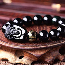 Load image into Gallery viewer, Buddha Pendant Necklace Bodhisattva Amulet Talisman Made of Obsidian Bracelets Bracelet Amulet (Manjushri Buddha)