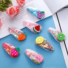 Load image into Gallery viewer, 15 Pieces Snap Hair Clips for Girls Sparkle Fruit Transparent Hair Clips Quicksand Bling Sequin Hairpins Sweet Barrette Styling Accessories Gift for Children Girls