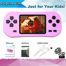 Load image into Gallery viewer, Beijue Retro Handheld Games for Kids Built in 218 Classic Old Style Electronic Game 2.5'' Screen 3.5MM Earphone Jack USB Rechargeable Portable Video Player Children Travel Holiday Entertain (Pink)