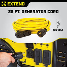 Load image into Gallery viewer, Champion Power Equipment 48034 25 ft. 30A 125V Generator Power 3750 Watts (L5-30P to Three 5-15R) Extension Cord, yellow