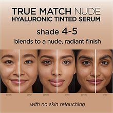 Load image into Gallery viewer, L'Oreal Paris True Match Nude Hyaluronic Tinted Serum Foundation with 1% Hyaluronic acid, Medium 4-5, 1 fl. oz.