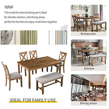 Load image into Gallery viewer, Merax 6-Piece Kitchen Set, Wooden Rectangular Dining-Table, 4 Chairs and Bench Family Furniture, Natural Cherry
