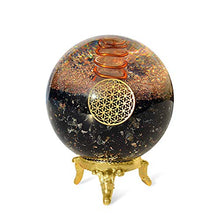 Load image into Gallery viewer, Orgonite Crystal Black Tourmaline Crystal Ball with Stand for Energy Purification and E-Energy Protection – Channels Positive Vibrations for Healing Connection between Body, Mind and Spirit