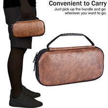 Load image into Gallery viewer, ibeacos Leather Game Traveler Deluxe Travel Case Console Protective Sleeve Accessories Storage Bag With 12 Build-in Game Card Holders And Mesh Zipper Pocket for Nintendo (Coffee)