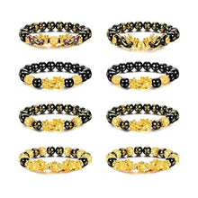 Load image into Gallery viewer, CASSIECA 8Pcs Feng Shui Good Luck Bracelets for Men Women Feng Shui Black Obsidian Wealth Bracelet Adjustable Elastic Attract Wealth Money Pi Xiu Bracelet with Gift Bag