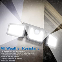 Load image into Gallery viewer, Solar Lights Outdoor, 2 Pack AmeriTop 128 LED 800LM Cordless LED Solar Motion Sensor Lights; 3 Adjustable Heads, 270°Wide Angle Illumination, IP65 Waterproof, Security LED Flood Light(Daylight)