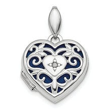 Load image into Gallery viewer, 925 Sterling Silver Filigree Diamond Heart Photo Pendant Charm Locket Chain Necklace That Holds Pictures Fine Jewelry For Women Gifts For Her