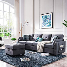 Load image into Gallery viewer, HONBAY Reversible Sectional Sofa Couch for Living Room L-Shape Sofa Couch 4-seat Sofas Sectional for Apartment Dark Grey