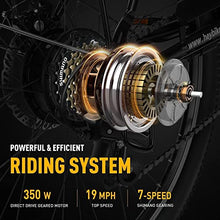 Load image into Gallery viewer, Heybike Cityscape Electric Bike 350W Electric City Cruiser Bicycle-Up to 40 Miles- Removable Battery, Shimano 7-Speed and Dual Shock Absorber, 26" Electric Commuter Bike for Adults (Black)