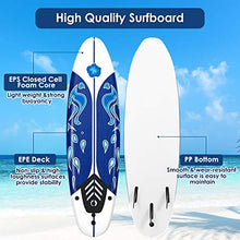 Load image into Gallery viewer, Giantex Surfboard, 6 Ft Stand Up Surfing Board w/ 3 Detachable Fins, Safety Leash, Non-Slip Lightweight Foam Surfboard for Kids, Teenager, Adults (White)