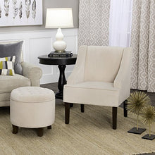 Load image into Gallery viewer, HomePop Velvet Swoop Arm Accent Chair, Cream