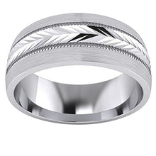 Load image into Gallery viewer, LANDA JEWEL Heavy Sterling Silver 8mm Mens Wedding Band Arrow Patterned Ring Comfort Fit Brushed (10.5)