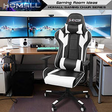 Load image into Gallery viewer, Homall Gaming Chair Office Chair High Back Computer Chair PU Leather Desk Chair PC Racing Executive Ergonomic Adjustable Swivel Task Chair with Headrest and Lumbar Support (White)