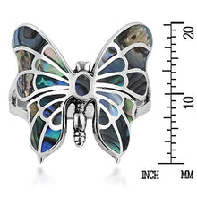 Load image into Gallery viewer, AeraVida Exotic Graceful Butterfly Abalone Shell Inlay .925 Sterling Silver Ring (6)