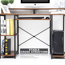Load image into Gallery viewer, TOPSKY Computer Desk with Storage Shelves/Keyboard Tray/Monitor Stand Study Table for Home Office (Industrial/Rustic Brown)