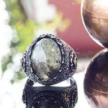 Load image into Gallery viewer, Sterling Silver Men Ring, Moss Agate Natural Gemstone, Free Express Shipping
