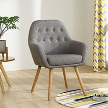 Load image into Gallery viewer, LSSBOUGHT Contemporary Stylish Button-Tufted Upholstered Accent Chair with Solid Wood Legs (Gray)