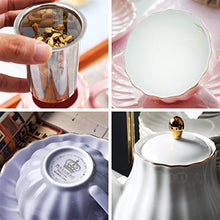 Load image into Gallery viewer, Sweejar hualisi Porcelain Sets British Royal Series, 8 OZ Cups& Saucer Service for 6, with Teapot Sugar Bowl Cream Pitcher Teaspoons Strainer for Tea/Coff, 22 Piece