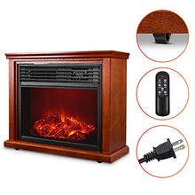 Load image into Gallery viewer, Electric Fireplace Heater with Remote - 1500W Infrared Heater with 3D Flames Effect, 800 Sq Ft Coverage, Space Heater with Thermostat, Fast Heating, No Noise, Safety Protection, Brightness Adjustable