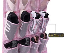 Load image into Gallery viewer, MISSLO Kids Shoe Organizer Door Hanging Baby Closet Storage over the Rack Breathable 24 Large Mesh Pockets for Toddler Girl, Pink