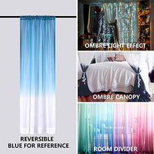Load image into Gallery viewer, Reversible Ombre Curtains Teal White Sheer Window Curtain Panel 2 Faux Linen Semi Sheer Curtains for Bedroom Decor Kid Nursery Living Room 52 x 84 Inch Length Gradient Aqua Blue Turquoise Teal Green