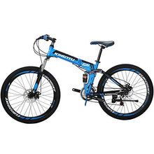 Load image into Gallery viewer, Eurobike 26” Full Suspension Mountain Bike 21 Speed Folding Bicycle Men or Women MTB (G6 Blue)