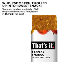 Load image into Gallery viewer, That's it. Apple + Mango 100% Natural Real Fruit Bar, Best High Fiber Vegan, Gluten Free Healthy Snack, Paleo for Children & Adults, Non GMO No Sugar Added, No Preservatives Energy Food (12 Pack)