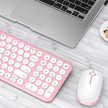 Load image into Gallery viewer, Wireless Keyboard and Mouse Combo, Jelly Comb 2.4G Slim Ergonomic Quiet Keyboard and Mouse with Round Keys for Windows, Laptop, PC, Notebook-White and Pink