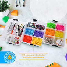 Load image into Gallery viewer, Bins & Things Stackable Storage Container with 18 Adjustable Compartments - Clear - Craft Storage / Craft Organizers and Storage - Bead Organizer Box / Art Supply Organizer