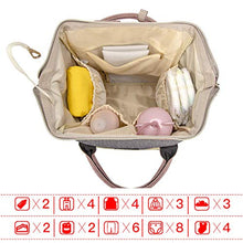 Load image into Gallery viewer, Qimiaobaby Diaper Bag Backpack, Baby Nappy Storage Travel Bag,With Bottle Bag,Stroller Belt And Diaper Changing Pad (Pink Gray)