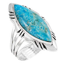 Load image into Gallery viewer, Turquoise Ring Sterling Silver 925 Genuine Gemstones Size 6 to 11 (Turquoise, 10)