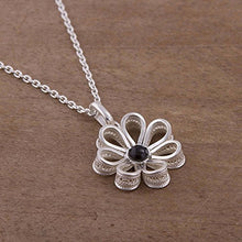 Load image into Gallery viewer, NOVICA Obsidian .925 Sterling Silver Pendant Necklace 17.25" 'Margarita Dream'