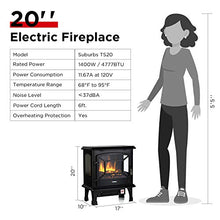 Load image into Gallery viewer, TURBRO Suburbs TS20 Electric Fireplace Heater, Freestanding Fireplace Stove with Realistic Dancing Flame Effect - CSA Certified - Overheating Safety Protection - Easy to Assemble - 20" 1400W Black