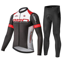 Load image into Gallery viewer, Mysenlan Men's Cycling Long Sleeve Breathable Jersey Set 3D Padded Long Pants Bike Shirt Bicycle Tights Clothing Black XL