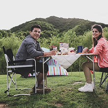 Load image into Gallery viewer, FUNDANGO Portable Lightweight Folding Camping Director Chair with Side Table Oversized Camp Chair Aluminum Fold Up Chair Heavy Duty Holds up to 300lbs, Green, 19" D x 25.2" W x 34.5" H