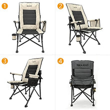 Load image into Gallery viewer, Realead Oversized Camping Chairs Heavy Duty Folding Chair Padded Support 400 LBS,Portable Outdoor Lawn Chairs with Cup Holder,Adjustable High Back Beach Camp Chair with Lumbar Back Support for Outside