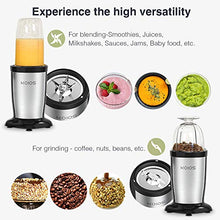 Load image into Gallery viewer, KOIOS 850W Personal Blender for Shakes and Smoothies, 11 Pieces Bullet Single Smoothie Blender for Kitchen, Small Protable Mixer with 2x17 Oz and 10 Oz Travel Bottles, 2 Spout Lids, BPA Free (Black)