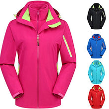 Load image into Gallery viewer, Thenxin Women Waterproof Jacket Warm Hooded Zipper Outdoor Hiking Climbing Windbreaker(Black,XXL)