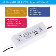 Load image into Gallery viewer, Dimmable LED Driver 12V 60 Watts IP67 Triac Dimming LED Power Supply 110V to 12V DC Transformer 12 Volt 5Amps 60W Small LED Drivers Waterproof