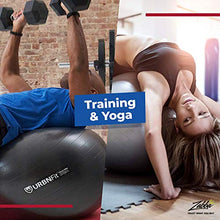 Load image into Gallery viewer, URBNFit Exercise Ball (Multiple Sizes) for Fitness, Stability, Balance & Yoga Ball - Workout Guide & Quick Pump Included - Anti Burst Professional Quality Design
