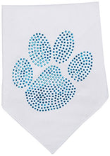 Load image into Gallery viewer, Mirage Pet Products Paw Blue Rhinestone Bandana, Large, White