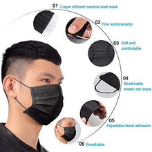 Load image into Gallery viewer, 100 Pack Disposable Face Masks with Elastic Ear Loop,Breathability Comfort-Black