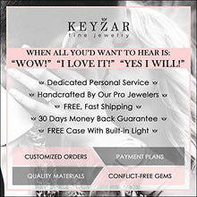 Load image into Gallery viewer, KEYZAR Engagement Rings for Women, Handmade Solitaire, 5ct Emerald Cut Moissanite 0.75ct 3D Diamonds Pave, 14k or 18k White Gold Wedding Promise Rings for Her, Includes Box (D-F Color, VVS1 Clarity)