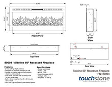 Load image into Gallery viewer, Touchstone 80004 - Sideline Electric Fireplace - 50 Inch Wide - in Wall Recessed - 5 Flame Settings - Realistic 3 Color Flame - 1500/750 Watt Heater - (Black) - Log & Crystal Hearth Options
