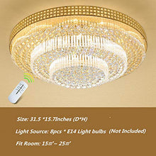 Load image into Gallery viewer, KALRI Modern K9 Crystal Chandelier Flush Mount LED Ceiling Light Fixture Pendant Lamp for Living Room Bar Shop (Dia 31.5'')