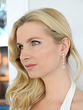 Load image into Gallery viewer, Mariell Gorgeous Linear Mix-Shape Cubic Zirconia Bridal, Prom & Holiday Dangle Earrings - Platinum Plated