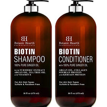 Load image into Gallery viewer, BOTANIC HEARTH Biotin Shampoo and Conditioner Set - with Ginger Oil & Keratin for Hair Loss and Thinning Hair - Fights Hair Loss, Sulfate Free, for Men and Women, (Packaging May Vary),16 fl oz each